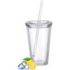 CJHZQYY Bicchiere di plastica riutilizzabile, a doppia parete, trasparente, con cannuccia, riutilizzabile, adatto per caffè e succo di frutta, 500 ml