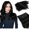 Ugeat Extension Capelli Veri Clip Neri Umani Reali 60cm Extension Veri Clip Capelli Umani Neri Estensioni per Donne Doppia Trama Estensioni Lunghe 7pz 135g