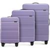 WITTCHEN valigia da viaggio set di 3 valigie trolley bagaglio a mano valigia set di valigie a rotelle in ABS con 4 ruote spinner chiusura a combinazione maniglia telescopica Comodo Line Viola