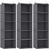 Lifewit 3 mensole sospese, organizer per armadio, sistema di sospensione, in tessuto, per armadio, pieghevole, salvaspazio, con ganci in metallo, 5 scomparti, grigio