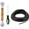 QWORK® Kit riparazione zanzariere, Gancio per strisce di tubazioni + Rullo laterale a doppia ruota + Rubazione in gomma 5 mm x 15 m