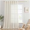 MIULEE Tende Lino Trasparenti Beige leggero con Occhielli, 1 Pannelli 300L x 225A cm - Tende Soggiorno & Camera da Letto Filtranti Luce per Interni