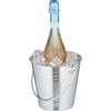 Relaxdays Secchiello per Il Ghiaccio, Glacette in Acciaio Inox, 2,5 L, Porta Champagne e Spumante, con Manico, Argentato