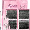Qiveaory Kit di Estensione Delle Ciglia fai da 720pcs DIY Individual Lashes Clusters D Curl Kit con Lash Bond and Seal,Remover Extension Ciglia,Pinzette per Ciglia Pennello(10-18mm,30D+40D+50D+60D)