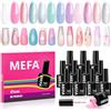 MEFA Smalto Semipermanente Unghie 12 Colori, Shimmer Shades Sirena Rosa Blu Viola Glitter Smalti Semipermanenti per Unghie, Soak-Off UV Gel Nail Art Smalto Gel Professionali Kit, 7ml