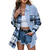 Deer Lady Camicia da donna in flanella scozzese casual button down camicie oversize a maniche lunghe camicetta top, Z-lc-blu, M