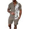 Generico Uomo Estate T-Shirt Set Waffle Tinta Unita Scollo V Polo Shirt Uomo Set Sport Sciolto Causal Shirt Uomo Set Maglietta Uomo Estiva Pantalone Tuta Uomo Cotone 5Xl