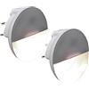 Partenopea® Coppia Luce faretto segnapasso LED con spina da presa a parete muro con sensore di movimento 220v 0.4W per stanza corridoio bagno illuminazione luce a Led (Luce bianca fredda 6500K)