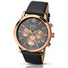 Sekonda 1207 - Orologio da uomo con cinturino in pelle nera e cassa in oro rosa