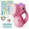 Bombble Dinosaur Macchina Bolle Sapone per bambini, Macchina per Bolle Automatica Portatile 9000+ Bolla al Minuto con Soluzione/luci, Dino Soffiatore di Bolla per Festa All'aperto Matrimonio-Rosa