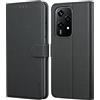 Leacckl Cover per Honor 200 Lite, Custodia a portafoglio in Pelle PU Premium [Magnetica a Scatto] [Funzione Stand] per Honor 200 Lite, Nero