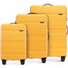 WITTCHEN valigia da viaggio set di 3 valigie trolley bagaglio a mano valigia set di valigie a rotelle in ABS con 4 ruote spinner chiusura a combinazione maniglia telescopica Comodo Line Giallo