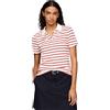 Tommy Hilfiger Donna Maglietta Polo Maniche Corte Stripe Slim Fit, Bianco (Breton STP/Ecru/Classic Beige), XXL