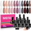 MEFA Smalto Semipermanente Unghie 12 Colori, Nudo Neutro Nero Bianco Rosa Nudo Smalti Semipermanenti per Unghie, Soak-Off UV Gel Nail Art Smalto Gel Professionali Kit, 7ml