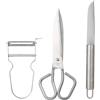 BERGNER HELPY - Set di utensili in acciaio inossidabile 3PCS - Include forbici, spelucchino e pelapatate - Durata e resistenza - Si consiglia il lavaggio a mano