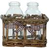 DRW Vasetti Bottiglia Set di 2 in Vimini Stile Rustic Chic 13x13x12 cm