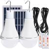 TechKen Lampada Solare Esterno Interno Sospensione 2 Pezzi con Telecomando&2,6 Metri di Cavo, Lampadina Crepuscolare Ricaricabile Solare&USB, 4 Modi, per Pollaio Emergenza Giardino Balcone Campeggio Tenda