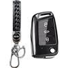 MEDZUK Custodia per Chiave Compatibile con Skoda Kamiq 2019-2024 2025 Cover Chiave Auto, Guscio Chiave TPU con Portachiavi Accessori Protezione (Nero)