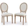 VONLUCE Set di 2 Sedie da Pranzo Imbottite in Tessuto Set Sedie Shabby con Schienali Rotondi e Gambe in Legno di Gomma 2pcs Sedie Vintage in Peluche Stile Luigi per Soggiorno Camera da Letto, Beige