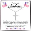 Bramart Collana Donna Madrina in Argento Sterling 925 e Pietre di Zirconia cubica Idea regalo per lei, Gioiello Madrine Idee Regali Ciondolo - Cofanetto con DEDICA incluso (Madrina Croce)
