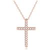 GAVU Collana Oro Rosa da Donna in Argento 925 con Ciondolo Croce con Zirconia Cubica, Collana Cresima con Crocifisso