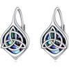 YAFEINI Orecchini con Nodo Trinità Celtica per Donna Argento Sterling 925 Nodo Triquetra Leverback Conchiglia di Abalone Gioielli Irlandesi per Ragazze (trinità celtica)