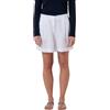 La Primula Verde, Pantaloni da Donna Puro Lino, Bermuda Estivo da Donna, Pantaloncini Donna Eleganti, con Laccio, dalla S alla L, in Quattro Colori, Bianco, Beige, Blu, Avio (Large, Bianco)