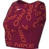 Nike W NP DF Crop Tank AOP Canotta Corta, Rosso Nobile/Rosso Picante/Bianco, L Donna