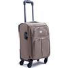 R.Leone/Ormi Valigia Trolley Espandibile bagaglio a mano 4 ruote in stoffa adatto easyjet 45X36X20 214 (Beige, XS Bagaglio a mano 51cm)