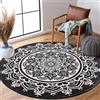 Carvapet Tappeto Rotondo 120cm Morbida Microfibra Tappeto a Cerchio Salotto Cameretta Soggiorno Antiscivolo Lavabile Mandala Boho Tappeti di Zona(Nero)