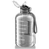GLEKGLEK Borraccia Grande 3 Litri con Cannuccia senza BPA Motivazionale Marcatori di Tempo Sportiva Bottiglia Acqua per Campeggio Yoga Picnic Palestra (Grigio)