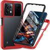 XINNI Cover per Xiaomi Redmi Note 13 PRO 5G, Protezione Schermo Integrata 360 Gradi Antiurto Custodia, Rugged Doppia Faccia Bumper Trasparente Full Guscio Fronte Retro Case, Rosso