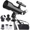 Misilmp Telescopio, Astronomia Telescopio Professionale 70/400mm per Principianti con Cannocchiale 5 x 24 e Treppiede, Refrattori Telescopi per Bambini Adulti, per Luna Pianeta Guarda(Nero)