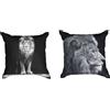 Ulticool - Federa per cuscino - Testa di leone - Set di 2 motivi - 45 x 45 cm - Cuscino decorativo senza imbottitura - Fodera per cuscino accessorio per divano/letto - Nero bianco