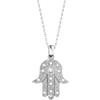 MYSTIC JEWELS - Ciondolo a mano di Fatima e malocchio con pietre, gioiello in argento Sterling 925, minimalista, per donne e ragazze, con scatola regalo, 40 + 5 cm, Zirconia cubica