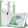 FINTIE Custodia per iPad 10.2 Pollici 9a / 8a / 7a Generazione (2021 2020 2019) - [Built-in Pencil Holder] Antiurto Sottile Case Posteriore Trasparente Cover con Auto Sveglia/Sonno, Salvia Verde