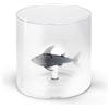 WD Lifestyle - Bicchiere in Vetro Borosilicato 250ml con Soggetto in Vetro Colorato Interno (Squalo)