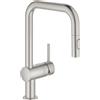 Grohe Minta miscelatore monocomando per lavello con doccino estraibile, colore supersteel - 32322DC2