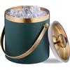 Relaxdays Secchiello per Il Ghiaccio con Coperchio, Glacette a Doppia Parete in Acciaio Inox, 1,5 Litri, Verde Dorato