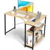 COSTWAY Scrivania Angolare 120 CM, Scrivania per Computer ad Angolo con 2 Ripiani, Scrivania Ufficio Reversibile Moderna con Design Salvaspazio, 120 x 88 x 74,5 cm (Naturale)