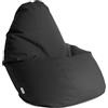 Avalon Puff Poltrona Sacco Grande Bag L Mamba 80x80x125cm - 300 Litri Made in Italy in Finta pelle Imbottito per Ambiente Interno ed Esterno Colore Nero