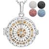 INFUSEU Collana Aromaterapia, Ciondolo Diffusore Oli Essenziali Donna Rame Argentato Loto Medaglione Regali Per Zia Sorella Compleanno