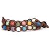 Tamashii bracciale lungo 2 giri unisex originale Tibetano realizzato con pietra naturale lava multicolor e cordoncino marrone.Tg unica.BHS600-123