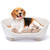 Ferplast Cuccia Cane e Gatto con Cuscino in Cotone, Cuccia Rialzata per Cani, Lettino per Cani Gatti da Interno, Traspirante e Antiscivolo, THRONE 70,5 x 52 x h 28,5 cm, Bianco