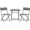 Outsunny Mobili da Giardino in Rattan Set 1 Tavolino e 2 Sedie da Giardino Pieghevoli 3pz Nero