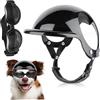 Hemore Goggles per Cani e Set di caschi, 2 PCS/Set di Casco da Moto per Cani con Occhiali, Casco per Animali