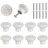 Zimoer 10 Pezzi Pomelli Crackl per Porta in Ceramica Bianco, Pomelli per mobili in ceramica marmorizzata, Maniglie Cassetti Marmorizzazione con Viti Porte, Armadi, Cassetti e Credenze (33mm)
