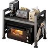 JurciCat Mensola microonde (nero)Con 6 ganci scaffale salvaspazio a 2 livelli porta microonde Flessibile retrattile 40-60cm salvaspazio cucina Adatto per i piani di lavoro mensole cucina