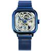 Haonb Orologi Da Polso,Orologio Meccanico Automatico Quadrata Openwork Casuale Di Modo, Blu