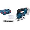 Bosch Professional 06015A5101 Seghetto Alternativo, Profondità: Legno/Alluminio/Metallo: 120/20/8 mm, 3 Lame, Protezione,Senza Batterie, in L-Boxx, 701 W, 18 V, Versione ad Asta